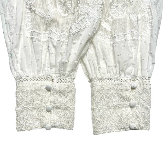 Sundance | Women | Ivory Prairie Farm Ruffled Lace Bib Collar Blouse | Sz Large - Picture 15 of 16